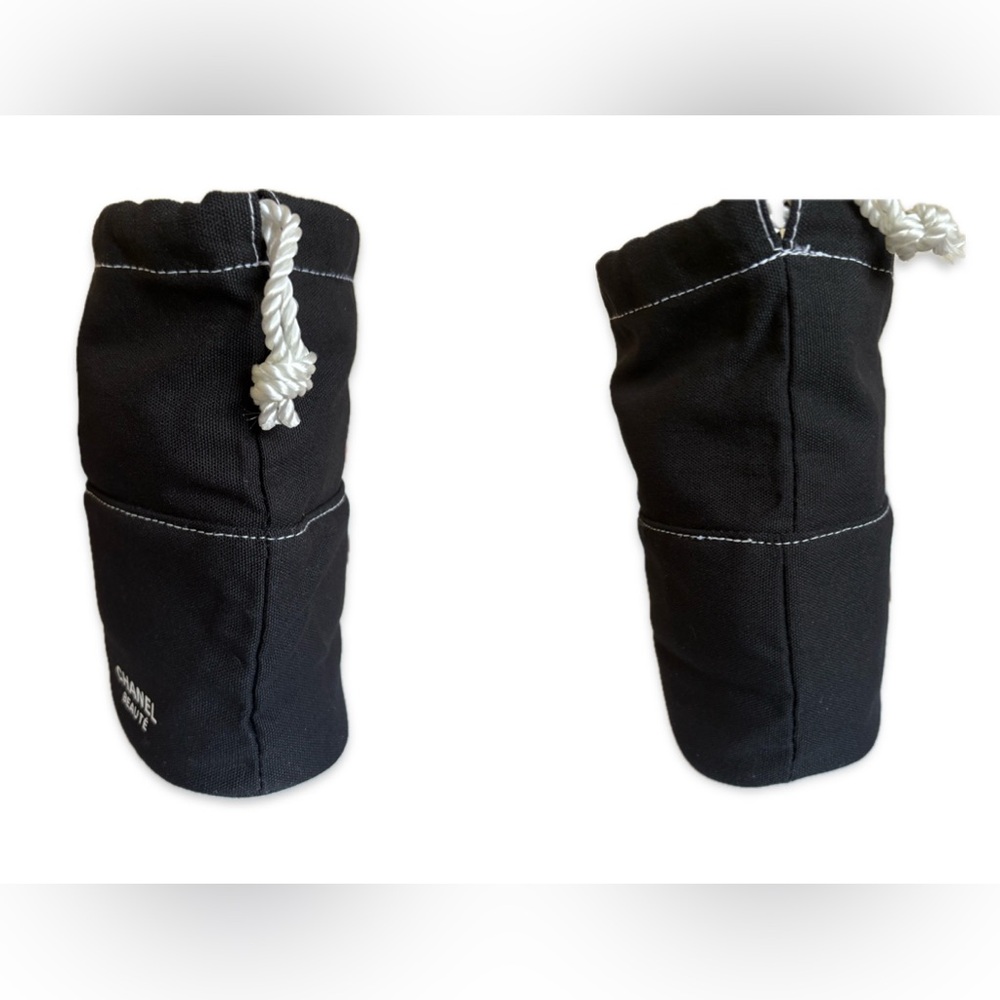 EUC Lot of 2x [Chanel] Black Canvas Drawstring Pouch Makeup Jewelry Bags - Picture 10 of 10